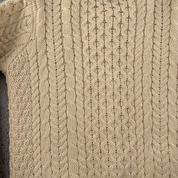 Irelandseye Sweater Small Womens Cream Cable Knit Wool Cardigan Button Pockets - Picture 8 of 15